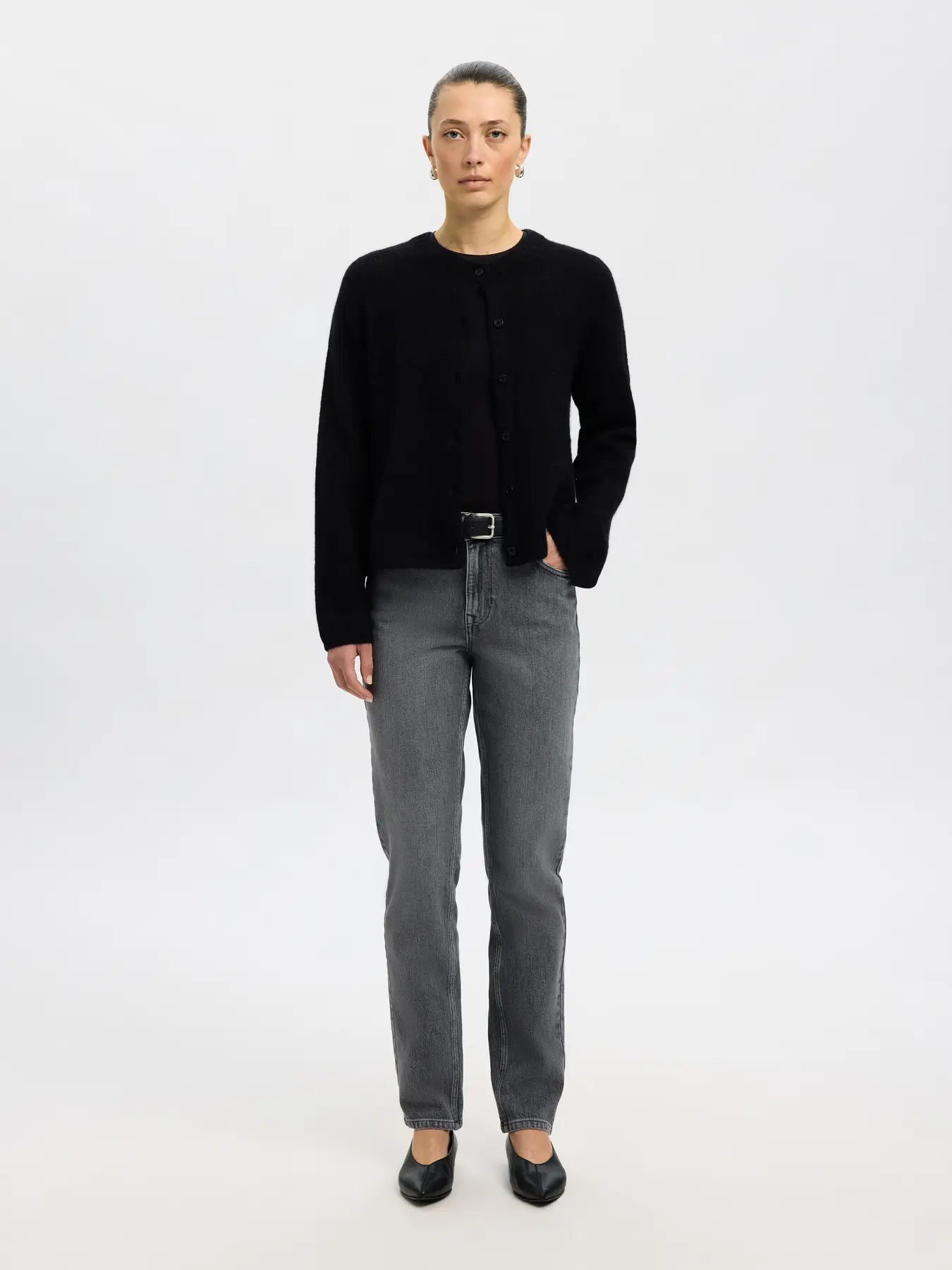 Selected Femme Lulu New Ls Knit Cardigan - Svart