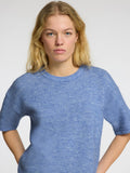 Selected Femme Maline-Liliana 2/4 Knit O-Neck - Cornflower Blue Melange