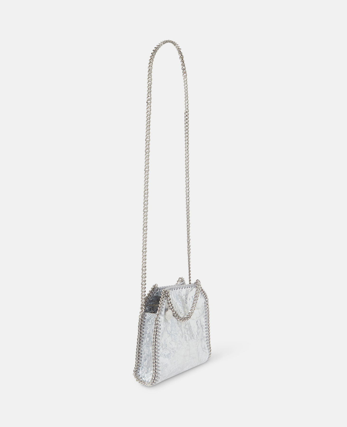 Limited Edition Cracked Metallic Falabella Tiny Tote Bag - Silver