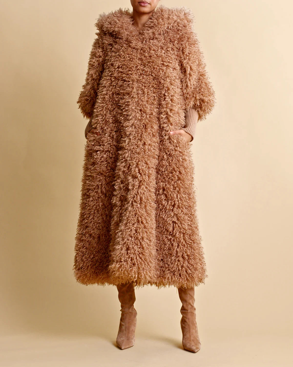 Faux Fur Coat - Camel