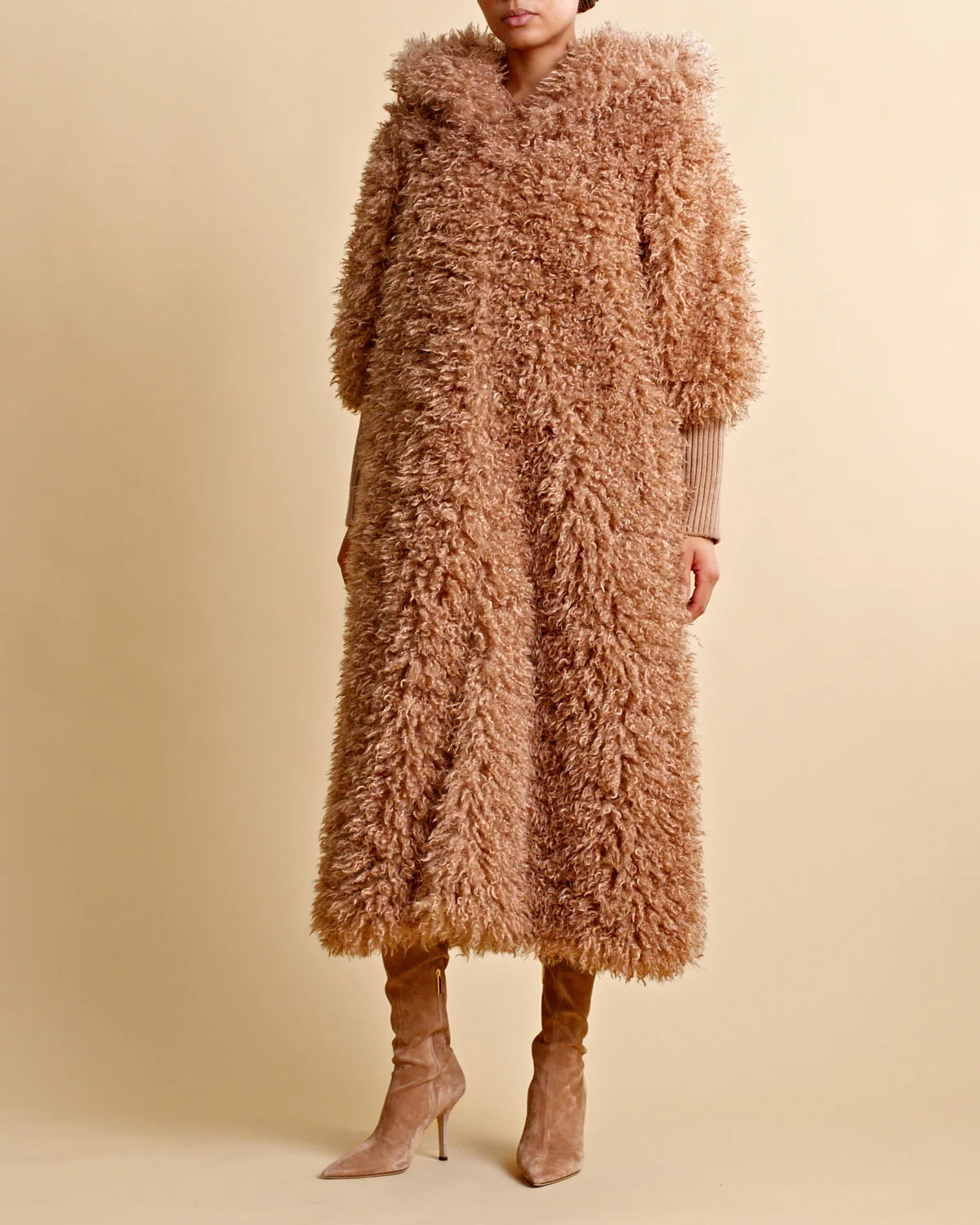 Faux Fur Coat - Camel