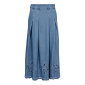 Tillycc Pleat Emb Skirt - Denim Blue