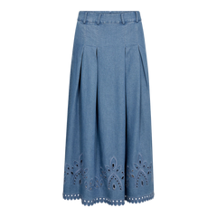 Tillycc Pleat Emb Skirt - Denim Blue