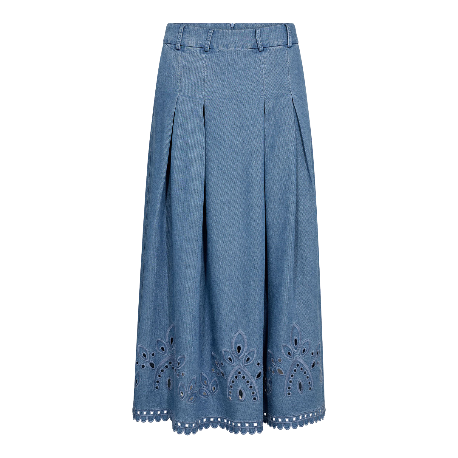 Tillycc Pleat Emb Skirt - Denim Blue