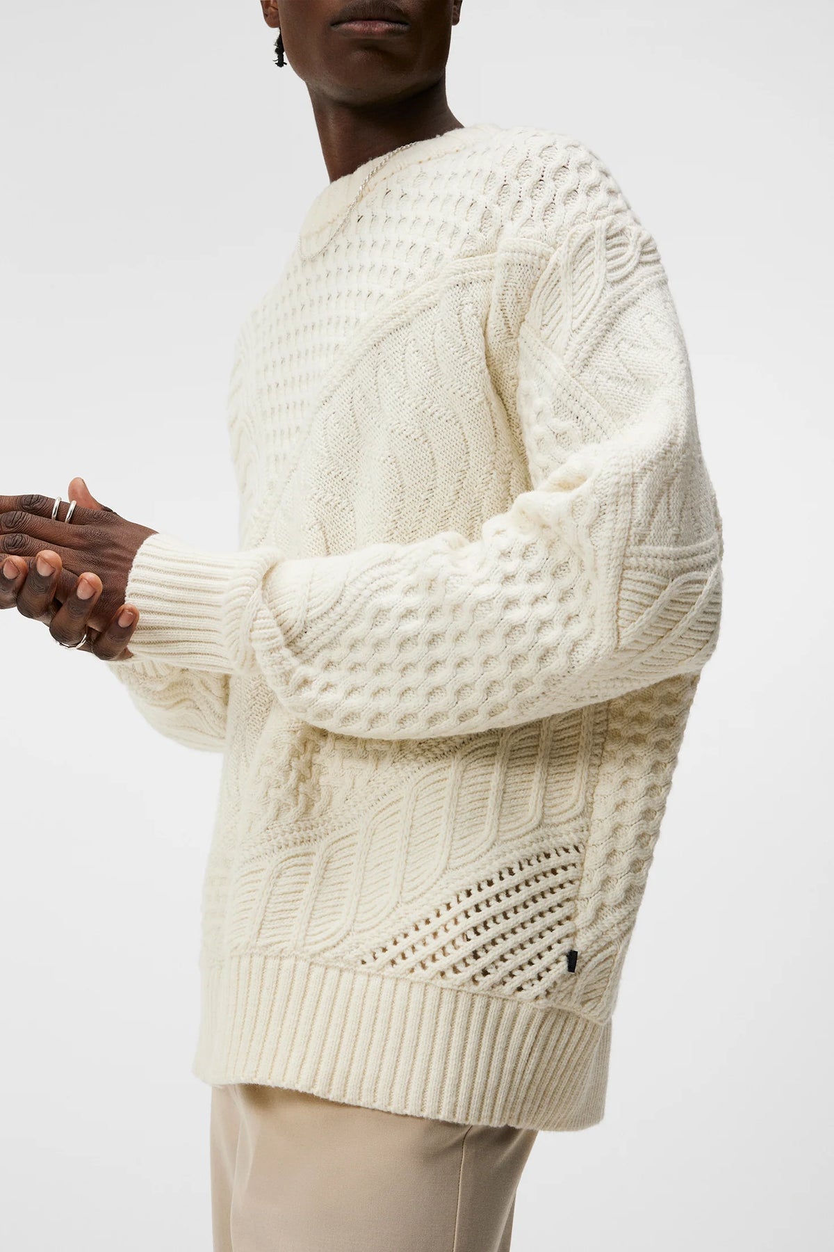Savio Cable Knit Mock Neck - Cloud White