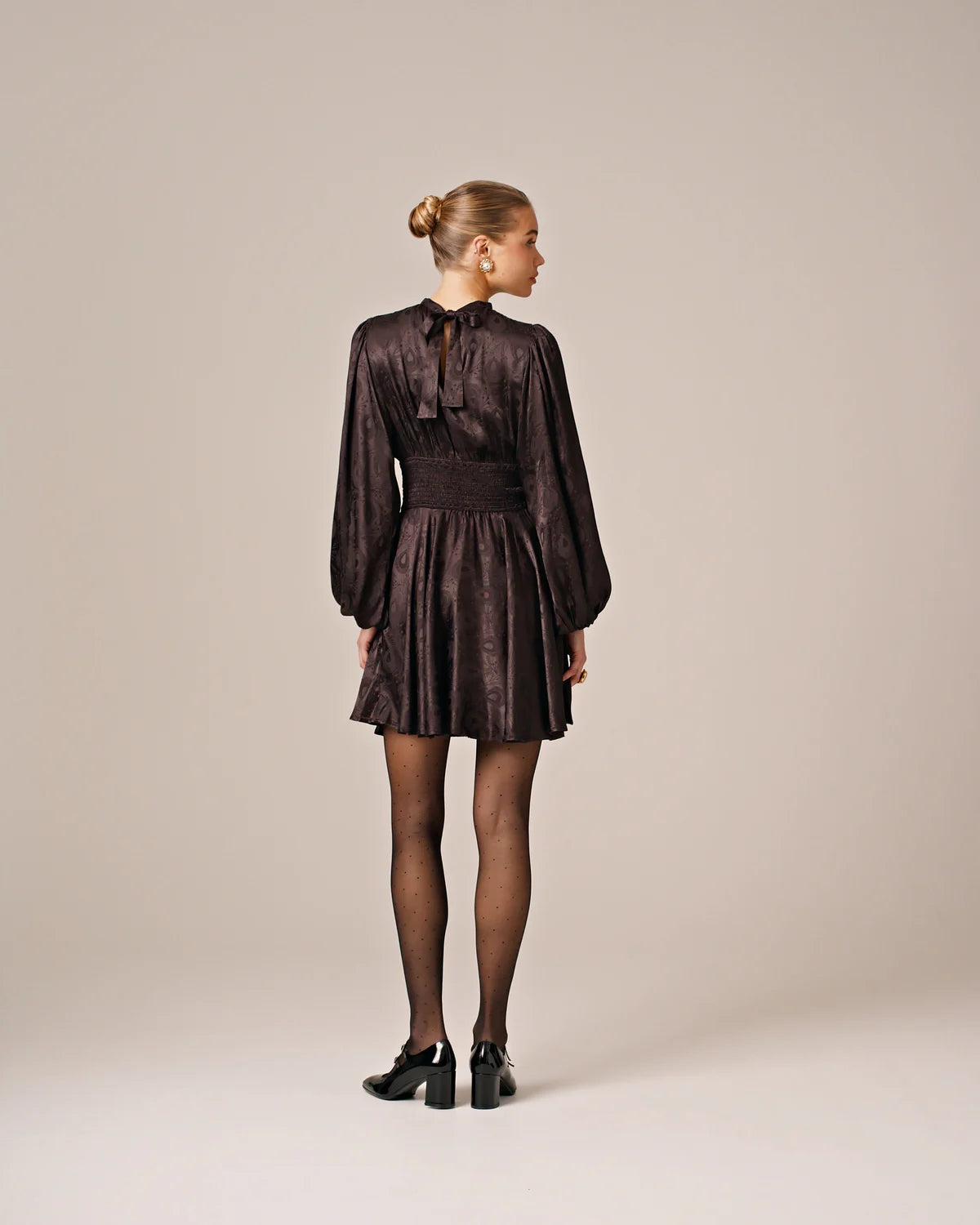 Jacquard Mini Dress - Black