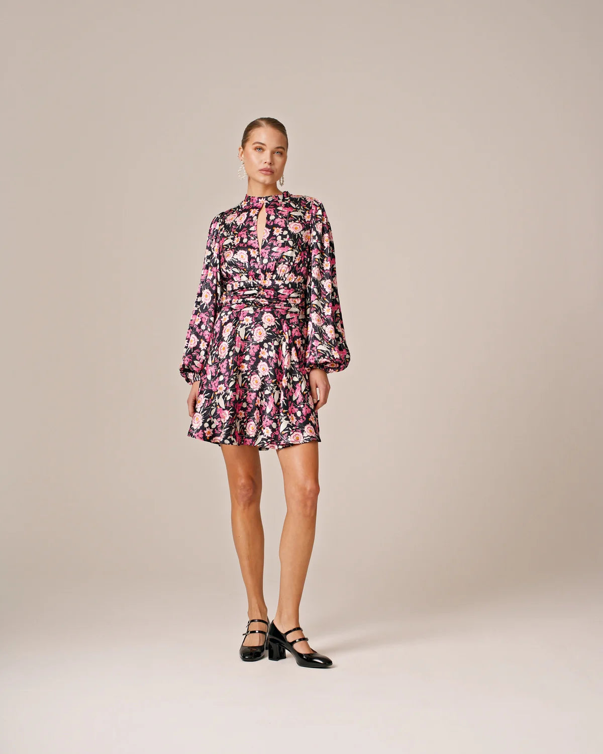 Jacquard Mini Dress - Flower Pink