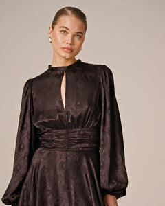 Jacquard Mini Dress - Black