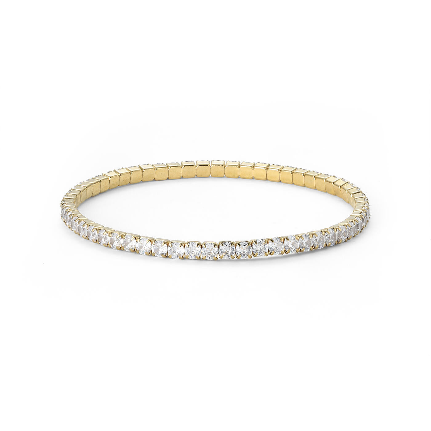 Sunny - Tennisarmband Kristall Rostfritt Stål - Guld