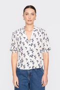 Caria Blus - Cream Hortensia Print