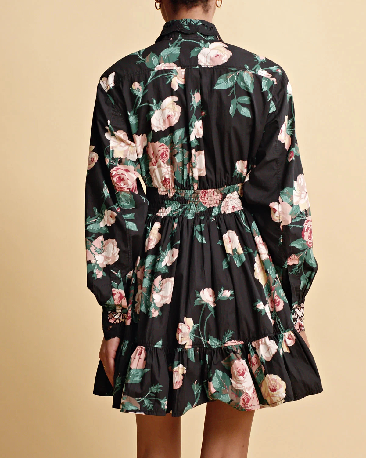 Poplin Mini Dress - Midnight Roses
