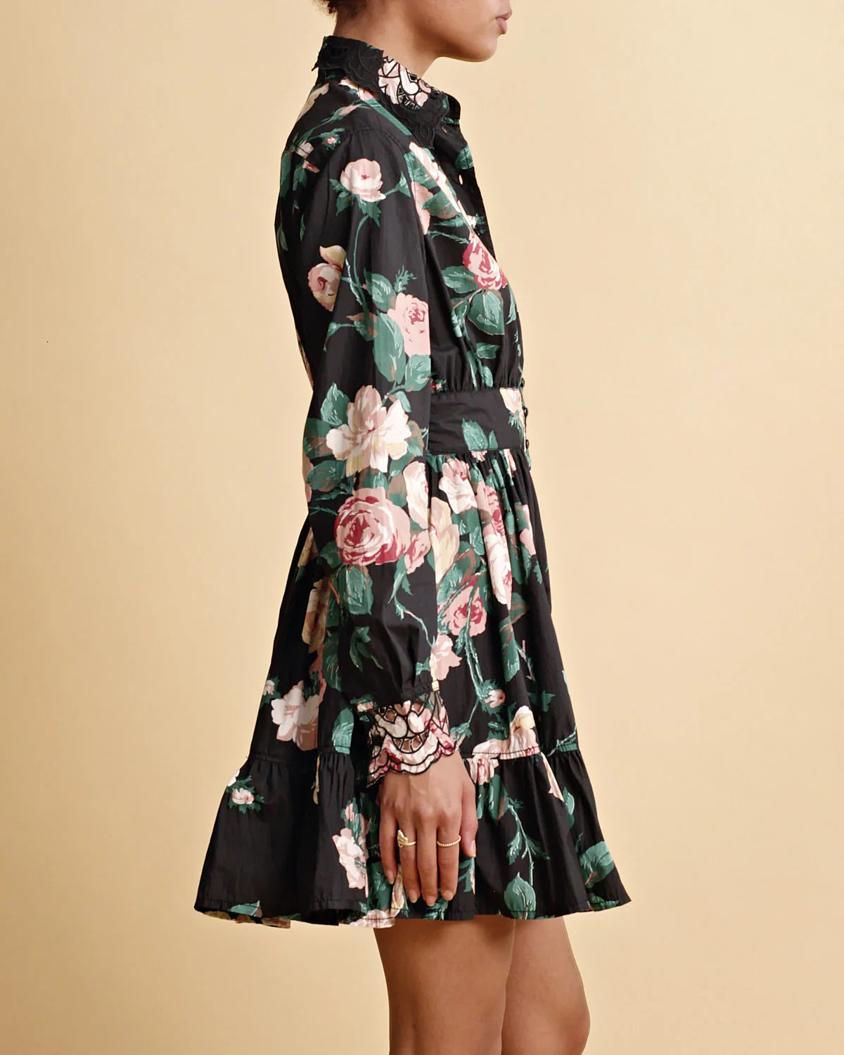 Poplin Mini Dress - Midnight Roses
