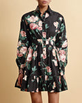 Poplin Mini Dress - Midnight Roses