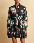 Poplin Mini Dress - Midnight Roses