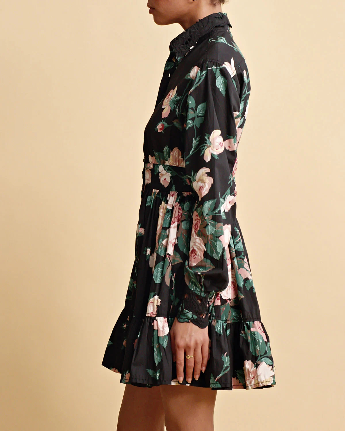 Poplin Mini Dress - Midnight Roses