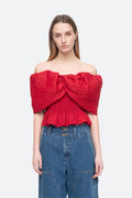Loren Solid Off Shoulder Top - Ruby