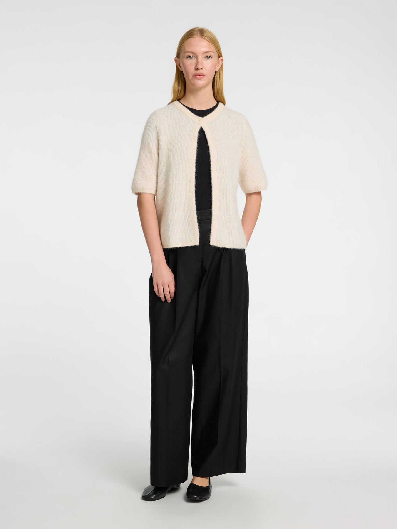 Sia Ras 2/4 Rib Knit Kofta Noos - Birch Melange