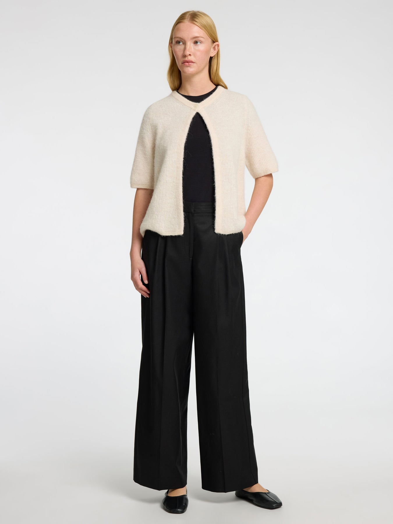 Sia Ras 2/4 Rib Knit Kofta Noos - Birch Melange