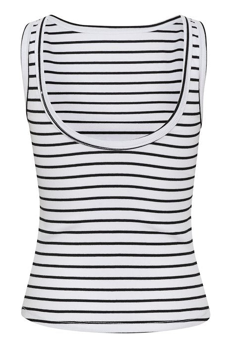 Gestuz Drewgz SL Reversible Stripe Top - Bright White Black Stripe