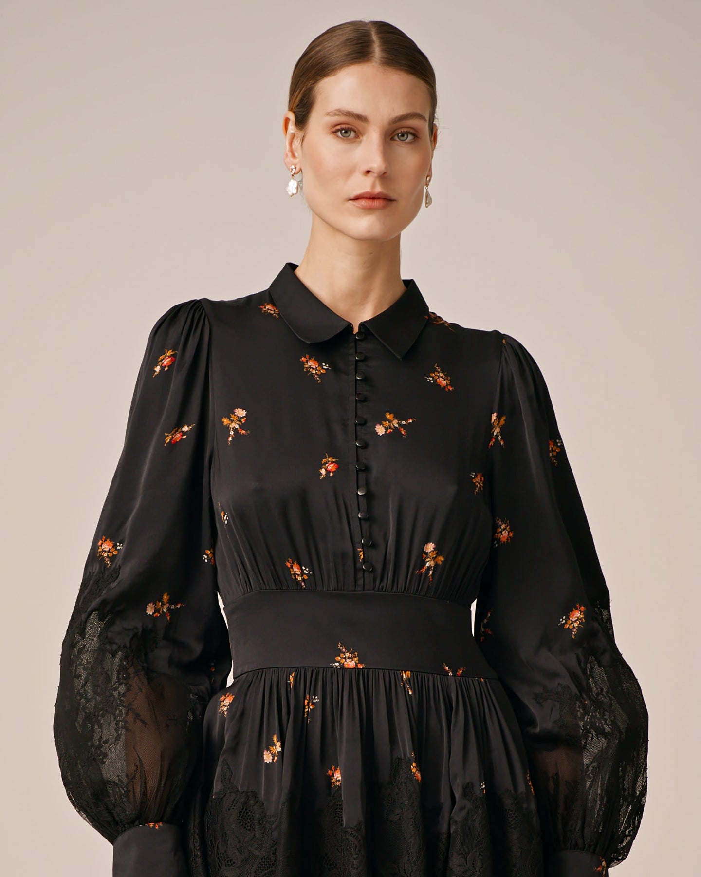 Satin Lace Dress - Petite Flowers