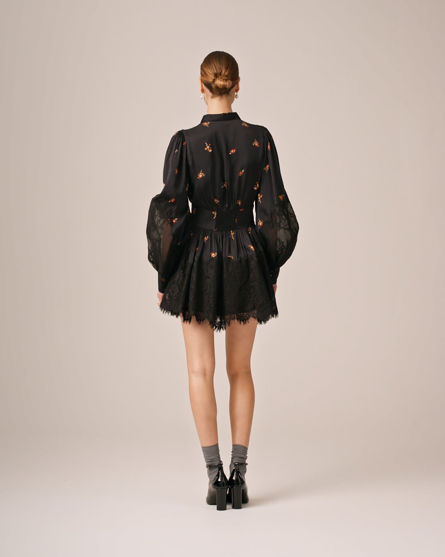 Satin Lace Dress - Petite Flowers