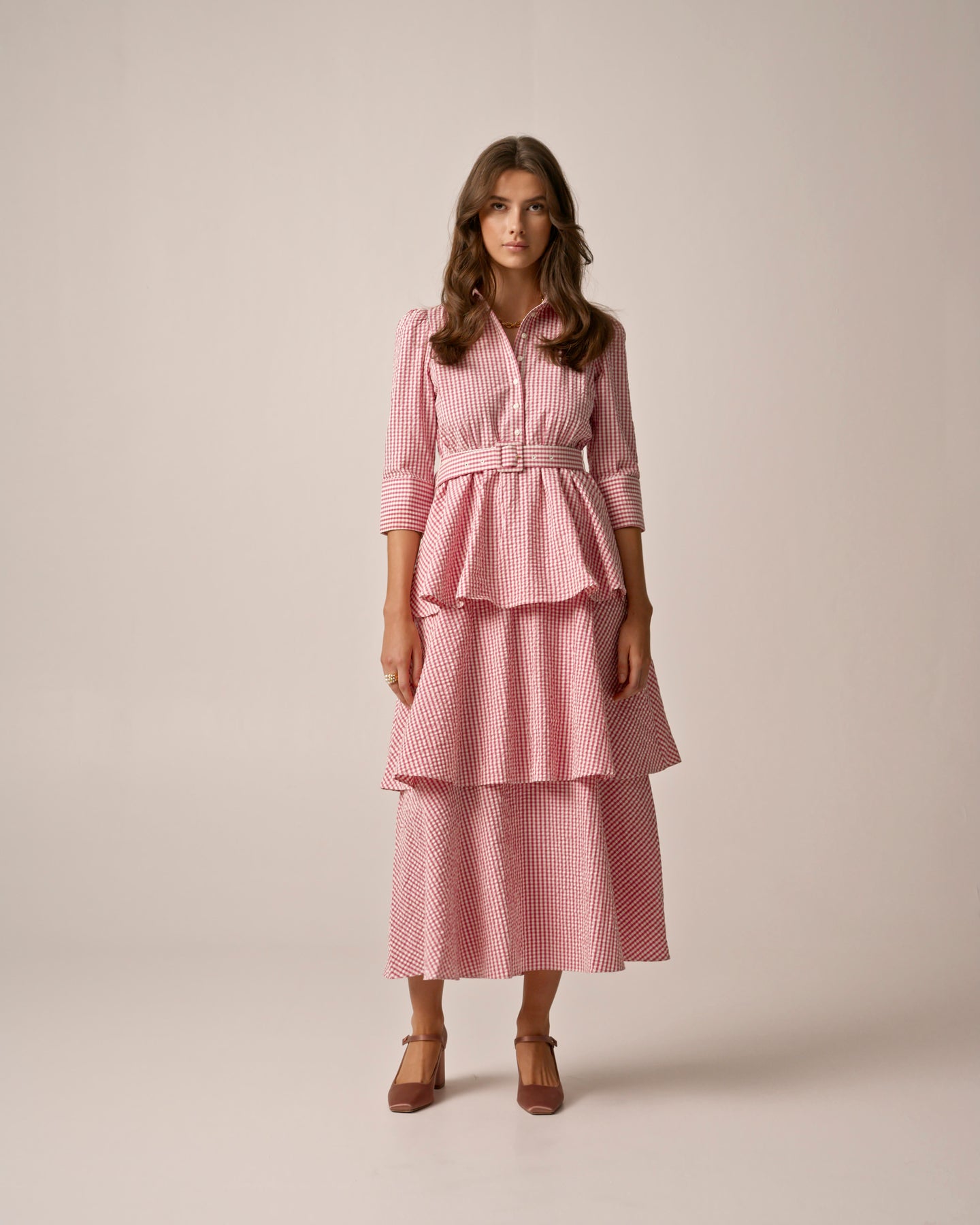 byTiMo Seersucker Flounce Dress - Pink Checks