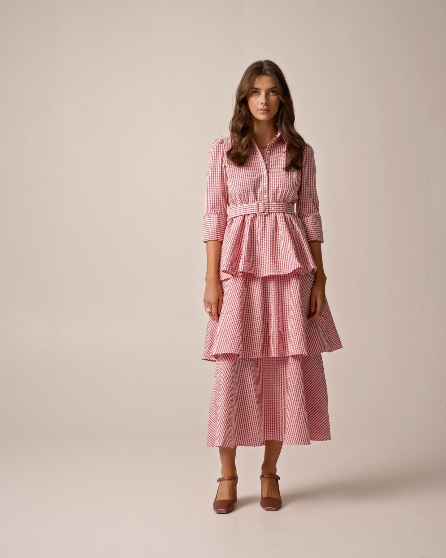 byTiMo Seersucker Flounce Dress - Pink Checks
