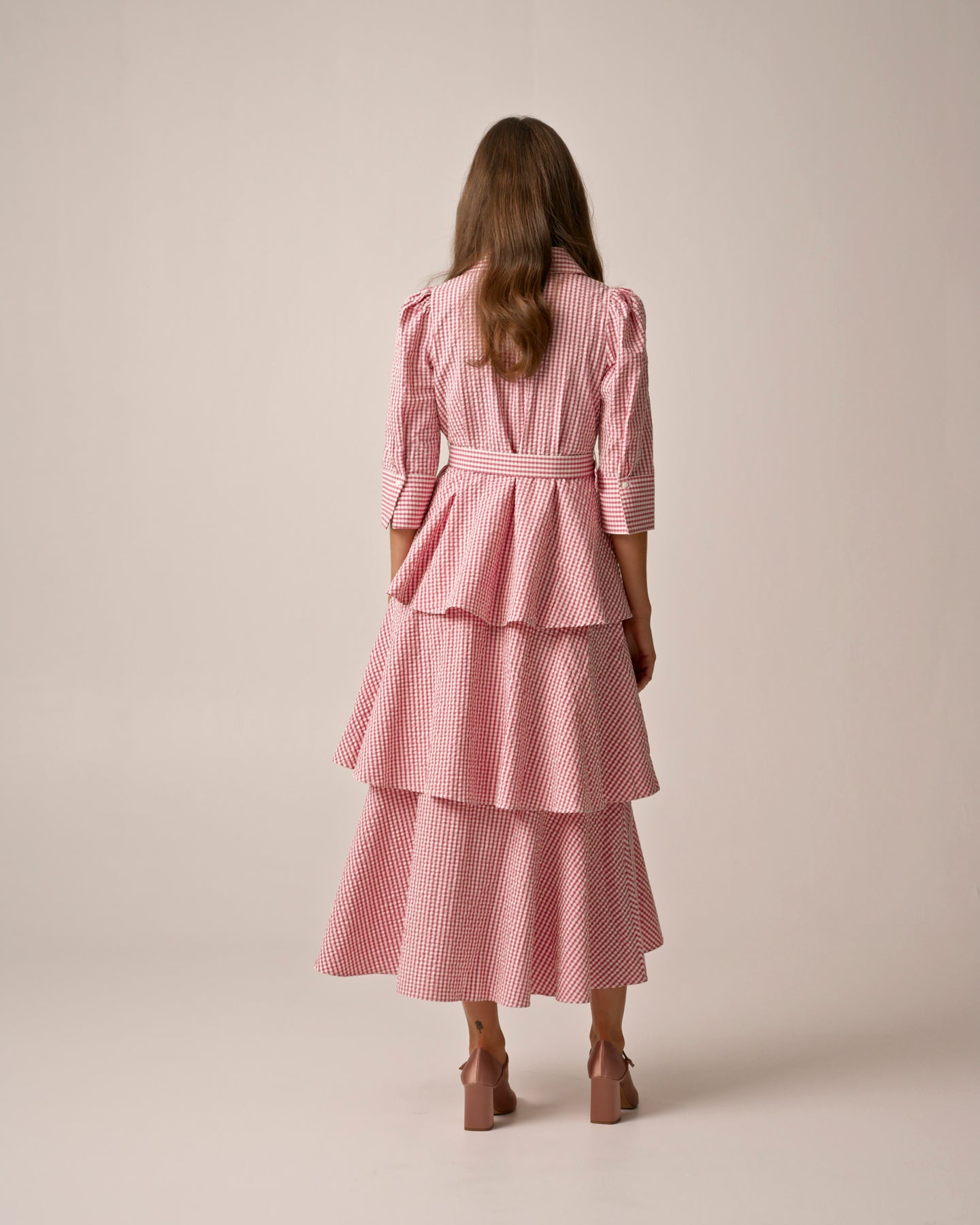 byTiMo Seersucker Flounce Dress - Pink Checks