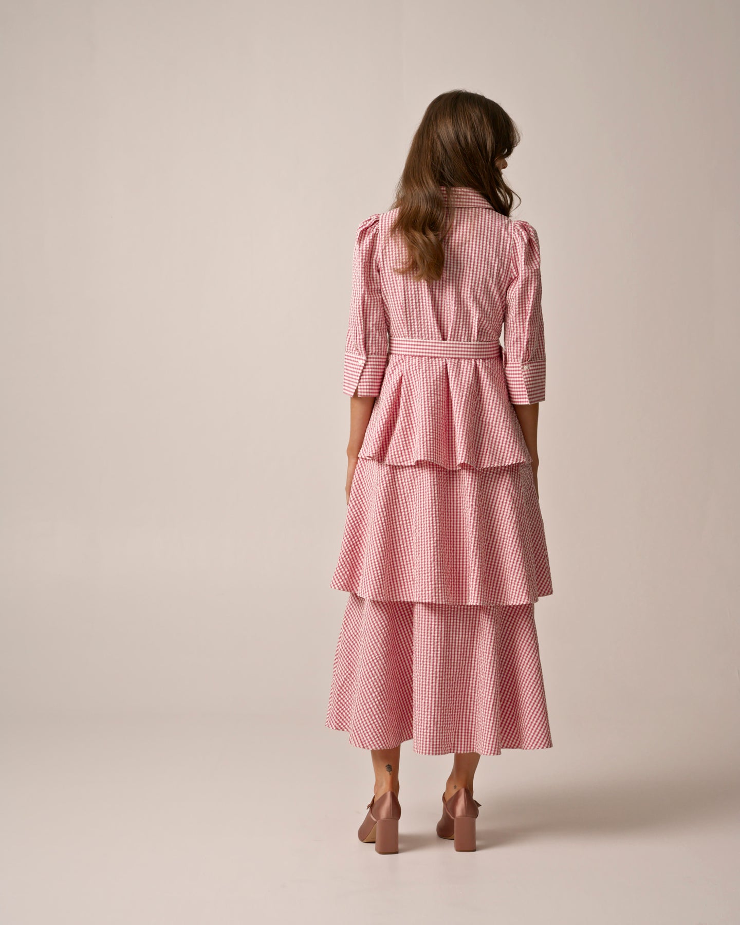 byTiMo Seersucker Flounce Dress - Pink Checks