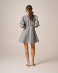 Seersucker Decorated Dress - Navy Checks