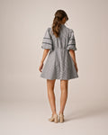Seersucker Decorated Dress - Navy Checks