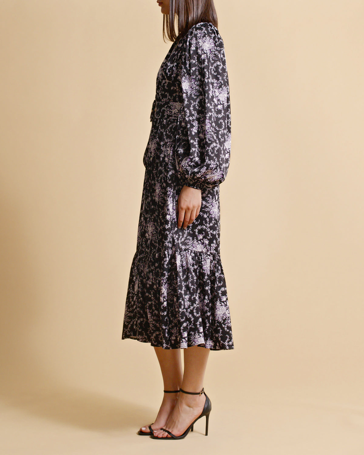 byTiMo Crépe Satin Midi Dress - Night Flowers