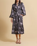 byTiMo Crépe Satin Midi Dress - Night Flowers