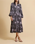 byTiMo Crépe Satin Midi Dress - Night Flowers
