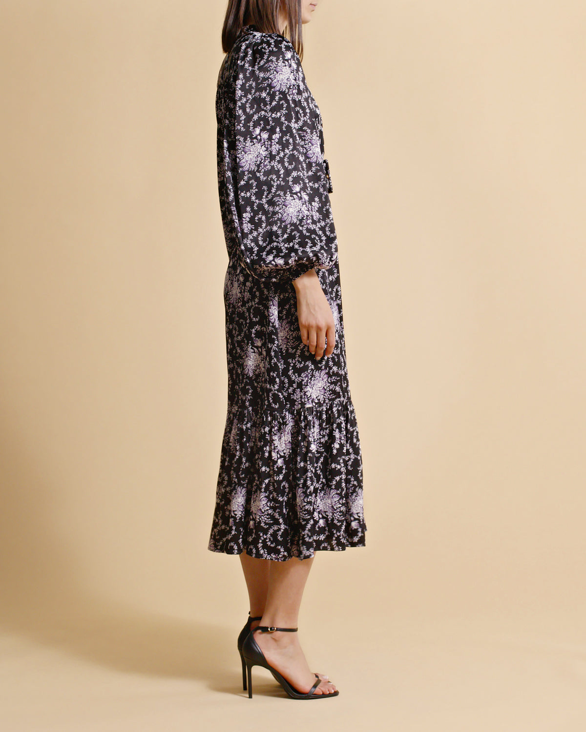 byTiMo Crépe Satin Midi Dress - Night Flowers
