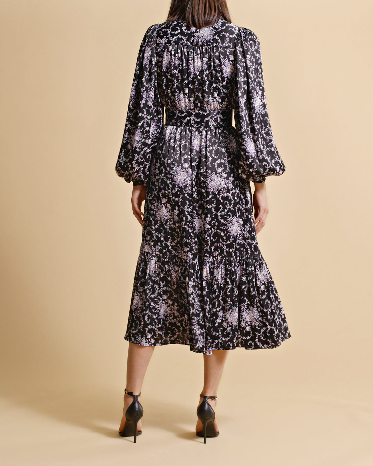 byTiMo Crépe Satin Midi Dress - Night Flowers