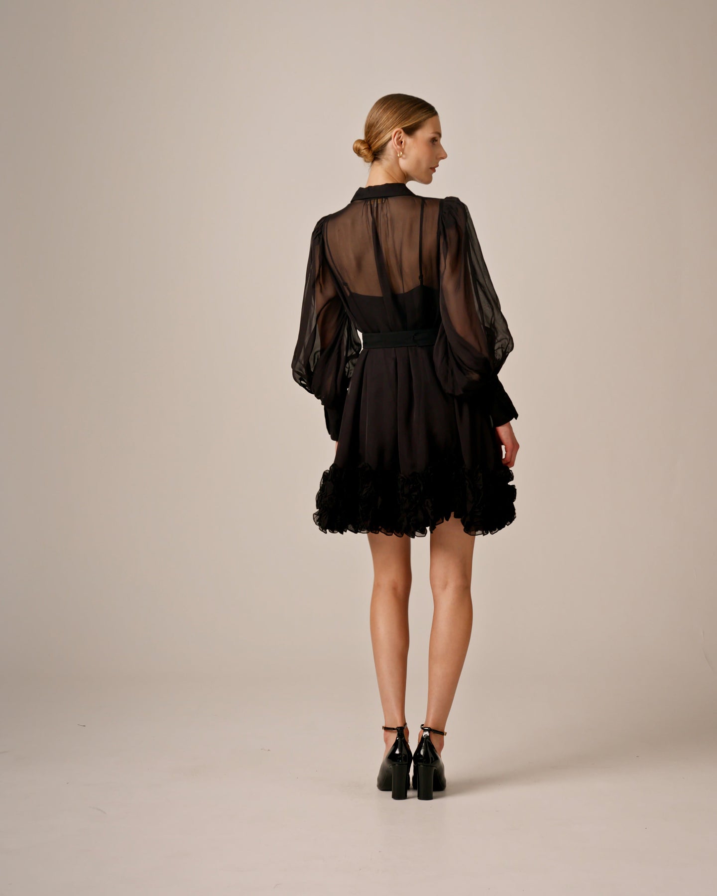 Organza Mini Dress - Black