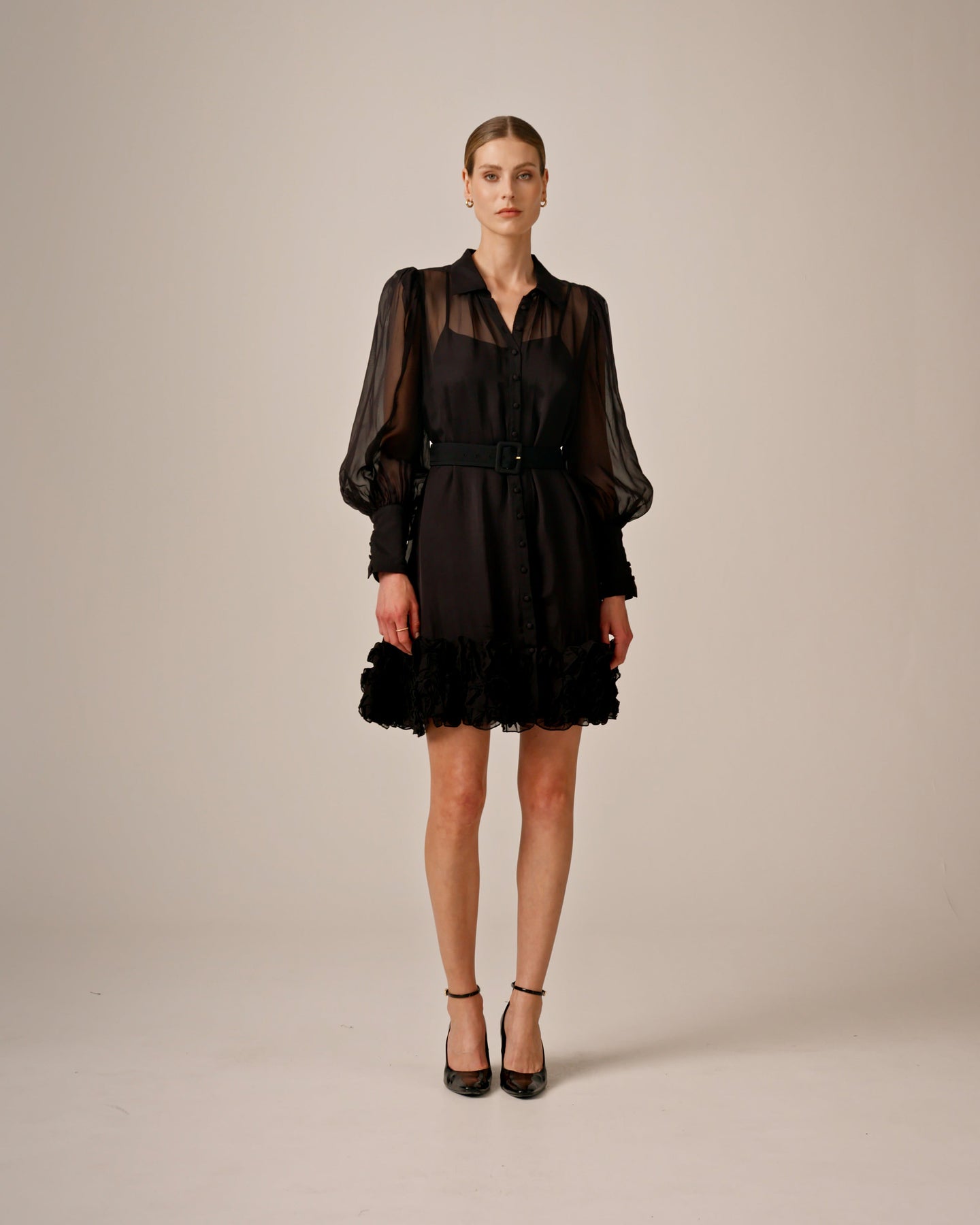 Organza Mini Dress - Black