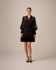 Organza Mini Dress - Black