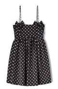 Printed Double Satin Mini Strap Dress - Black