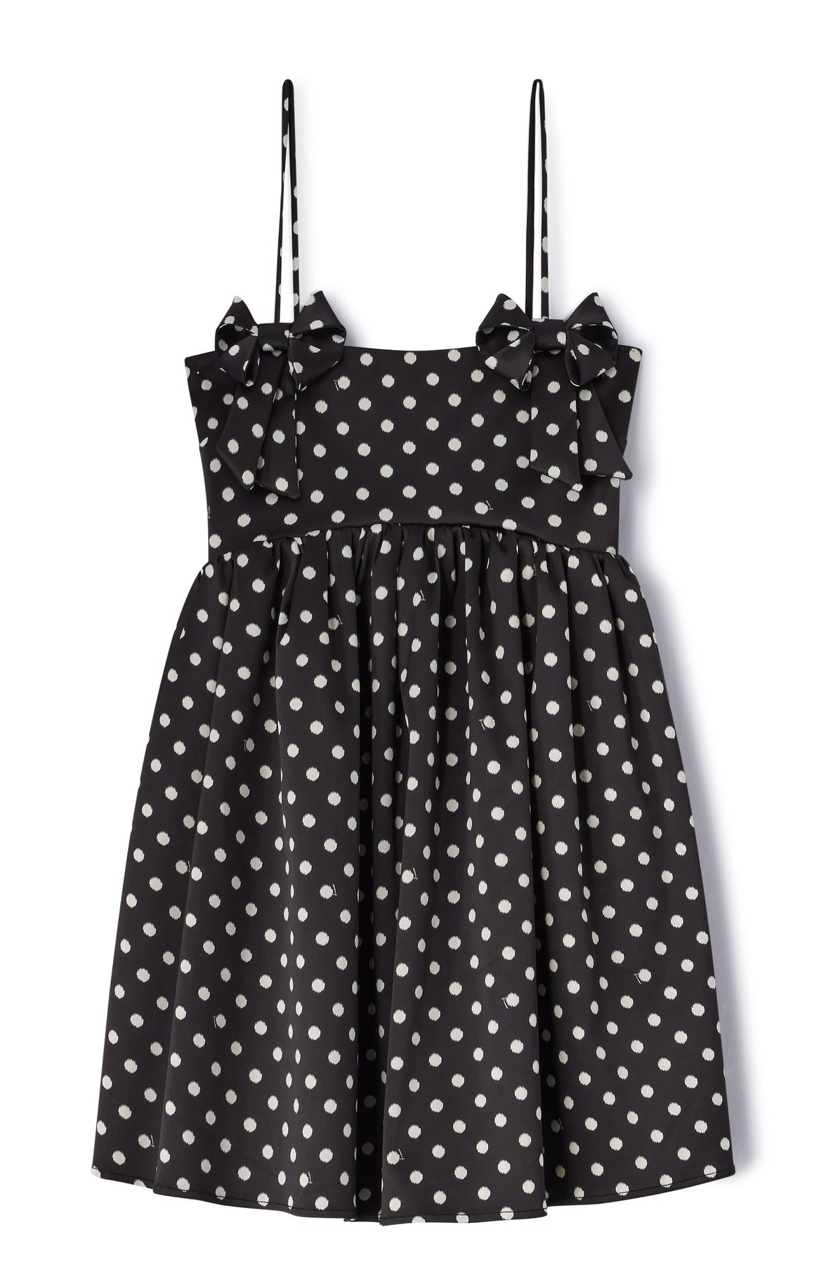 Printed Double Satin Mini Strap Dress - Black