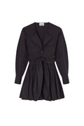 Stretch Cotton Mini Shirt Dress - Black