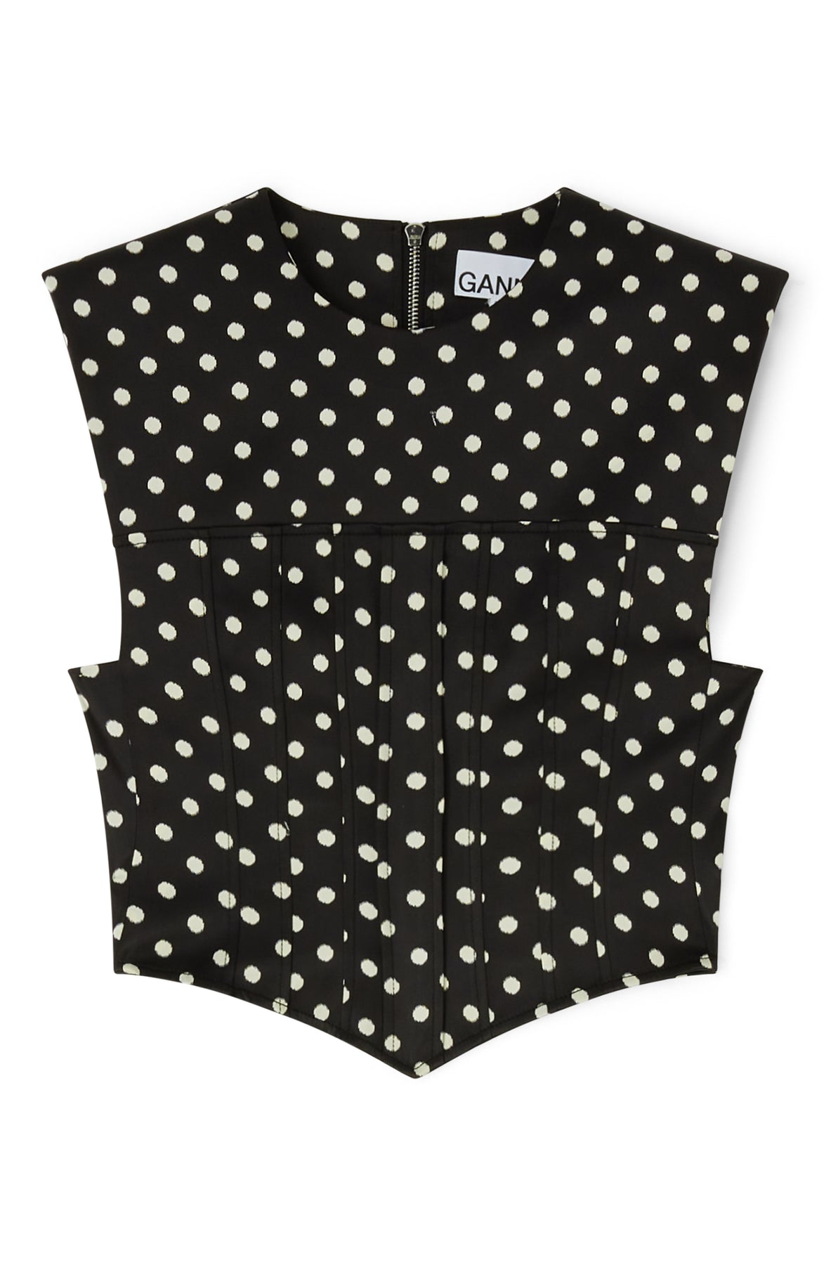 Printed Double Satin Corset Top - Svart