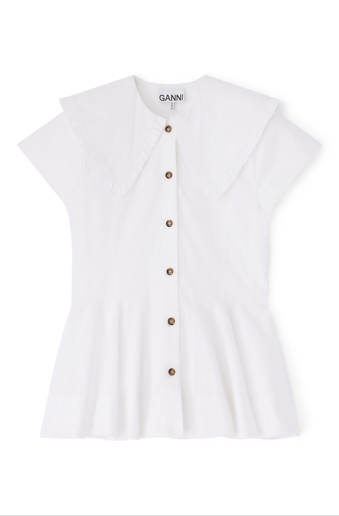 Stretch Cotton Peter Pan Collar Skjorta