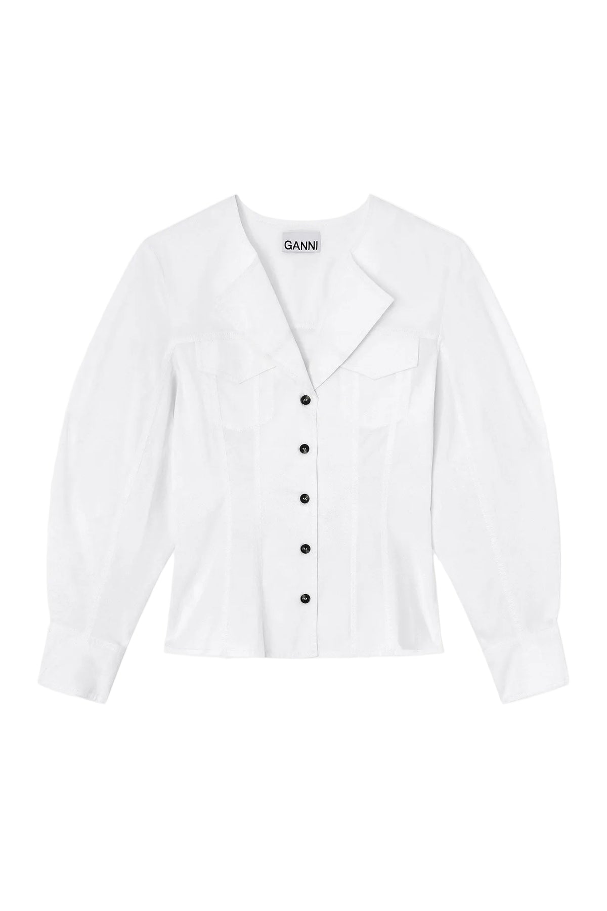 Stretch Cotton Long Sleeve Shirt - Bright White