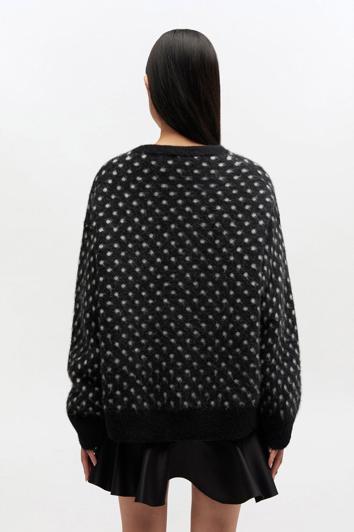 Heavy Brushed Alpaca Oversized Sweater - Svart