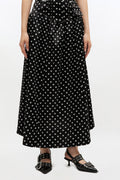 Printed Double Satin Corset Skirt - Black
