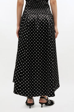 Printed Double Satin Corset Skirt - Black