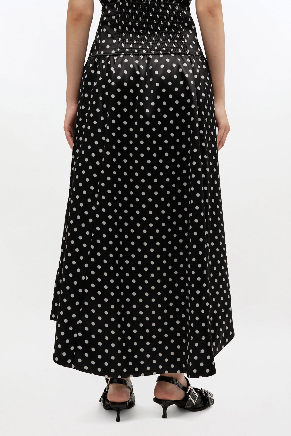 Printed Double Satin Corset Skirt - Black
