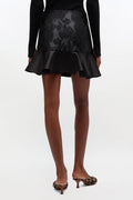 Satin Cloque Minikjol - Svart